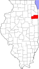 Map of Illinois highlighting Kankakee County