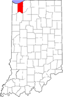 Map of Indiana highlighting Porter County