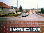 Baglyn Avenue - two photos showing name plate and avenue