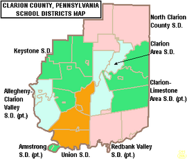 Map of Clarion County Pennsylvania School Districts