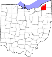 Map of Ohio highlighting Geauga County