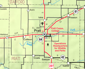 Map of Pratt Co, Ks, USA