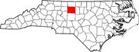 Map of North Carolina highlighting Guilford County