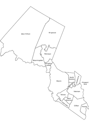 Passaic County, NJ municipalities labeled