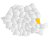 Map of Romania highlighting Galați County