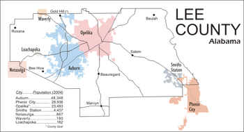 Lee County AL Political Map