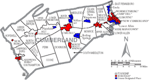 Map of Cumberland County Pennsylvania With Municipal and Township Labels