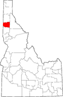 Map of Idaho highlighting Benewah County