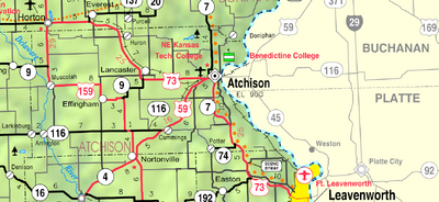 Map of Atchison Co, Ks, USA