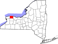 Map of New York highlighting Orleans County