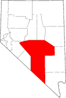 Map of Nevada highlighting Nye County