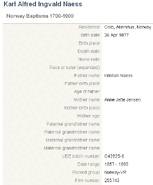 1877 birth as "Karl Alfred Ingvald Naess"