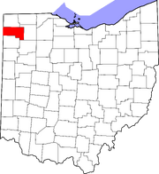 Map of Ohio highlighting Defiance County