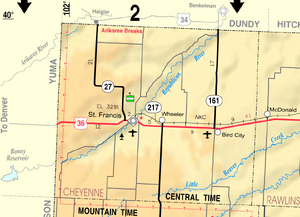 Map of Cheyenne Co, Ks, USA