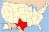 Map of the U.S. highlighting Texas