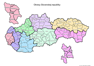 Districts (okresy) of Slovakia