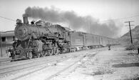 Santa Fe locomotive approaching El Paso 1935