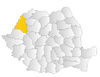 Map of Romania highlighting Bihor County