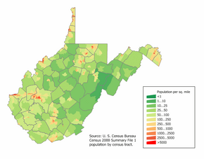 West Virginia population map