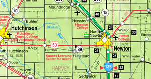 Map of Harvey Co, Ks, USA