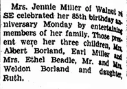 1935 at 85th birthday of Jennie Miller on December 8, 1935
