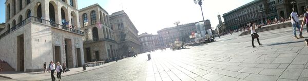 The opposite side of Piazza del Duomo, with late-Art Deco .