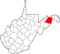 Map of West Virginia highlighting Hampshire County
