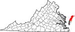 State map highlighting Accomack County