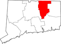 Map of Connecticut highlighting Tolland County