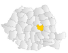 Map of Romania highlighting Covasna County