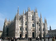 The Gothic façade of Milan Cathedral.