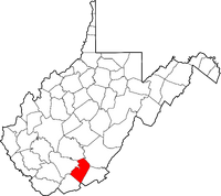 Map of West Virginia highlighting Summers County