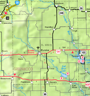 Map of Greenwood Co, Ks, USA