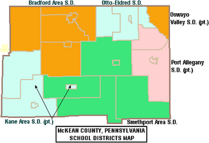 Map of McKean County Pennsylvania School Districts