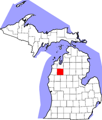 Map of Michigan highlighting Wexford County