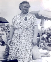Eva (Douse) Rice at the beach in Rockaway in the late 1940s or early 1950s