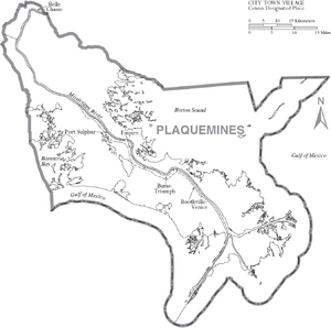 Map of Plaquemines Parish Louisiana With Municipal Labels