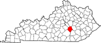 Map of Kentucky highlighting Rockcastle County