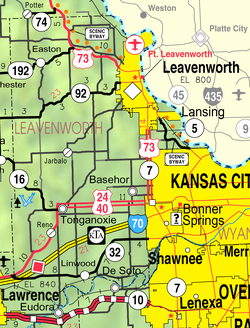 Map of Leavenworth Co, Ks, USA