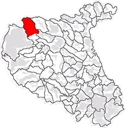 Location of the commune of Soveja in Vrancea County