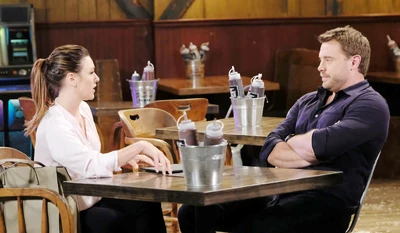 Drew Cain and Margaux Dawson on a date The Floating Rib (2018)