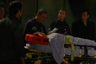 Kristina on a stretcher