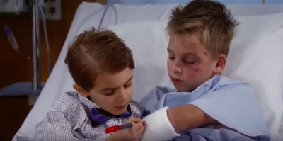 Aiden signs Jake's cast