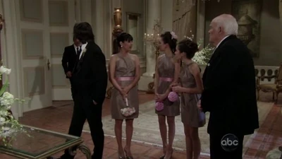 Dante Falconeri, Edward Quartermaine, and the bridal party, Robin Scorpio-Drake, Kristina Corinthos-Davis, and Molly Lansing-Davis (2011)