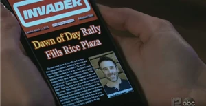An Invader article about a Dawn of Day rally at Rice Plaza (2019)