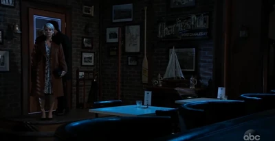 Ava and Nikolas Cassadine come to the darkened Pub, after Julian's death (2021)