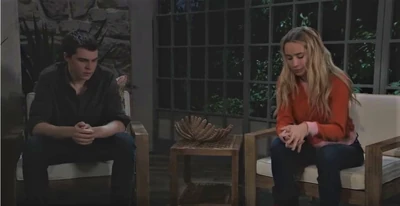 Cameron and Josslyn chat on the deck of the Beach House (2021)
