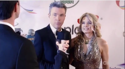 Mac and Felicia with Mr. Marbles, on the red carpet