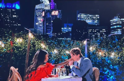 Rooftop dinner against NYC skyline (2023)