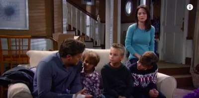 Aiden with his mom, brothers and Jason on Christmas